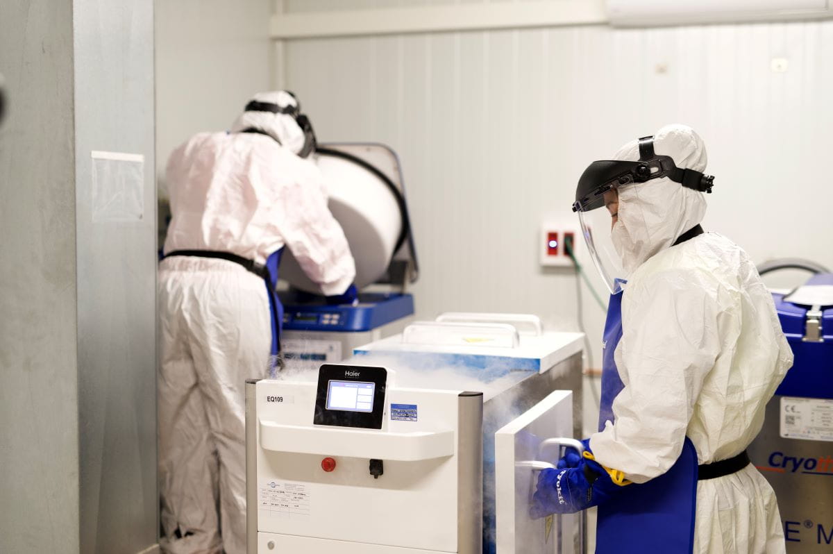 Blood is collected and shipped to a manufacturing site in another country